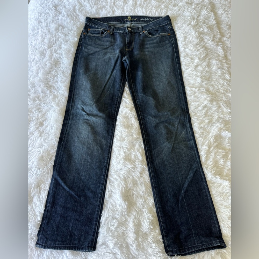 7 For All Mankind Straight Leg Jeans - Dark Indigo